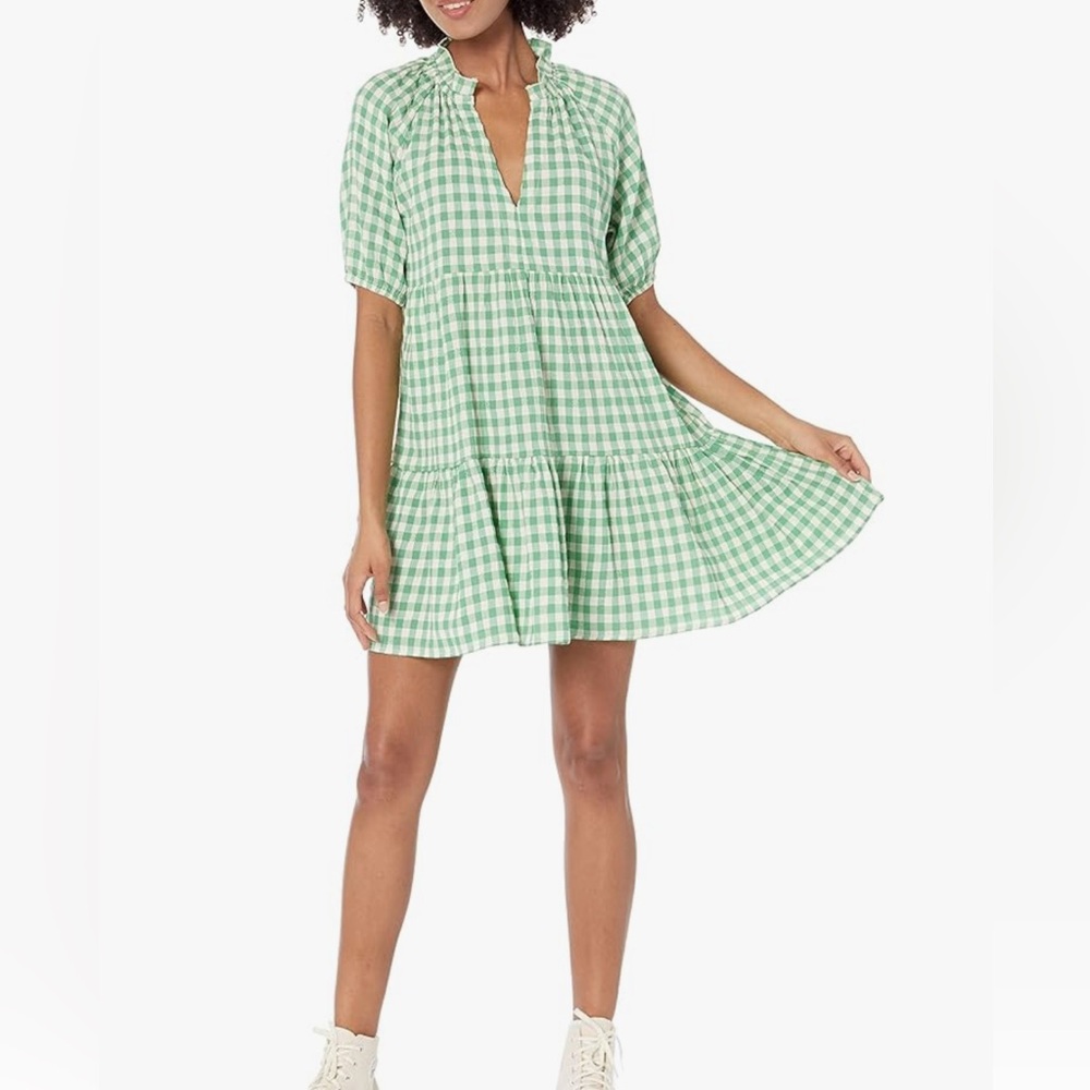 BB Dakota Picinc Ready Green Gingham Dress